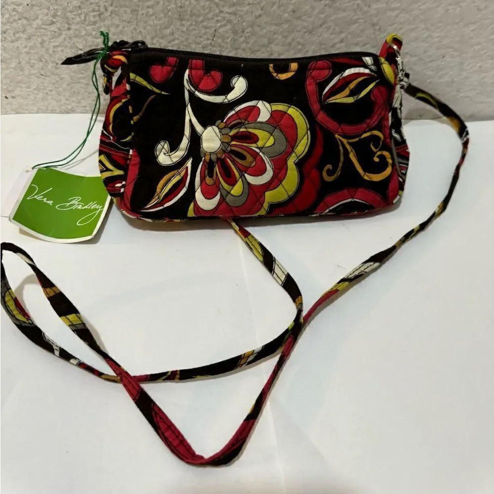 NWT Vera Bradley Brown Red Yellow  HandBag Retired Pattern crossbody
